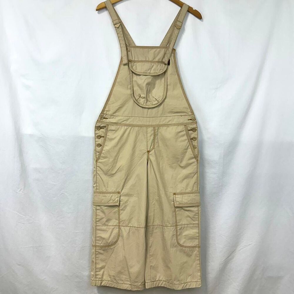 GRANE 2000s Y2K Tan Capri Overalls Cargo Baggy Juniors‎ 7 Pockets Indie Utility